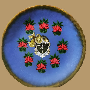 Shrinathji with Lotus Pichwai Plate - Sold🔴