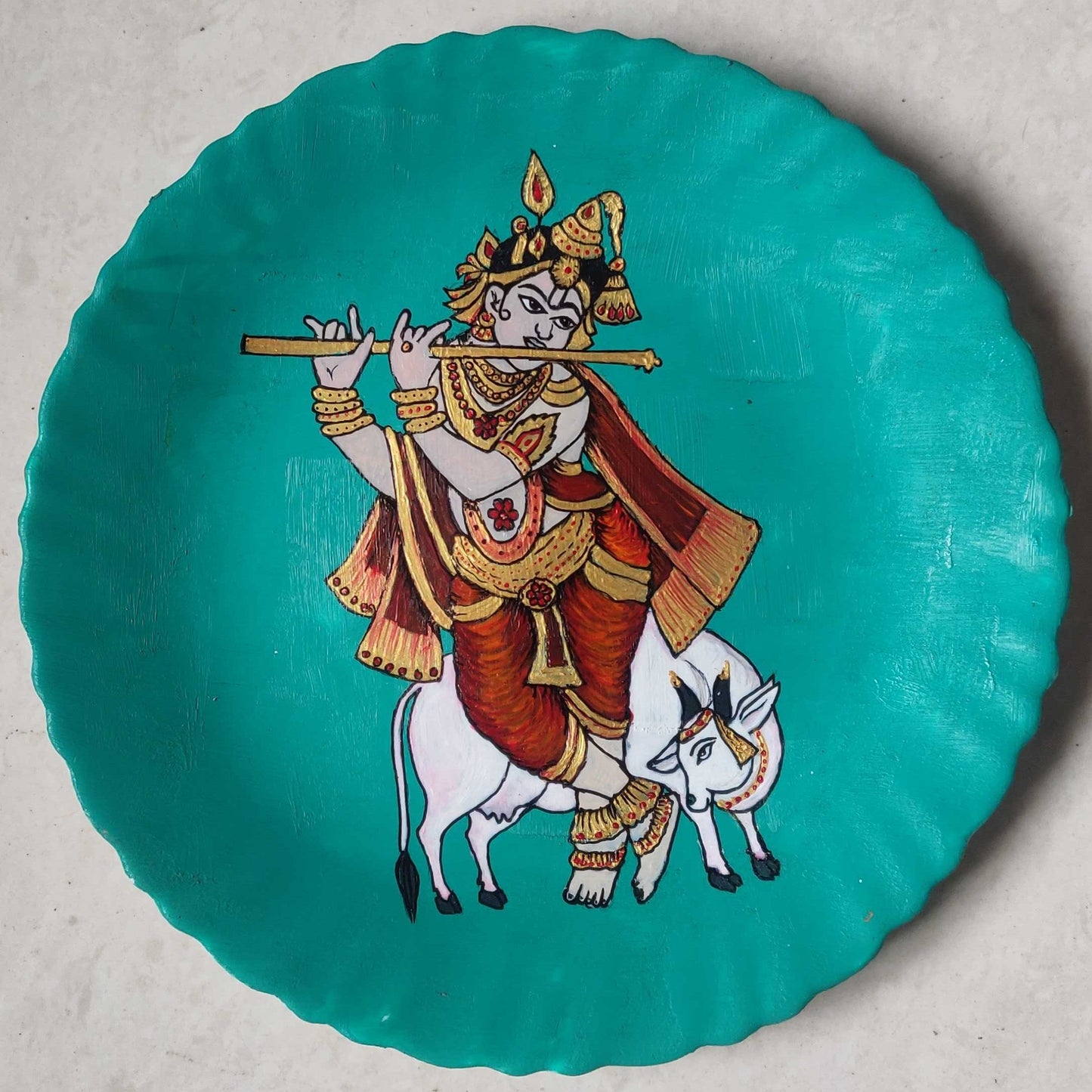 Krishna & Cow : Pichwai Ceramic Plate-Sold🔴