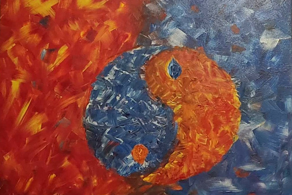 Dance of Opposites: Fire Ice Yin Yang Painting