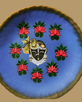 Shrinathji with Lotus Pichwai Plate - Sold🔴
