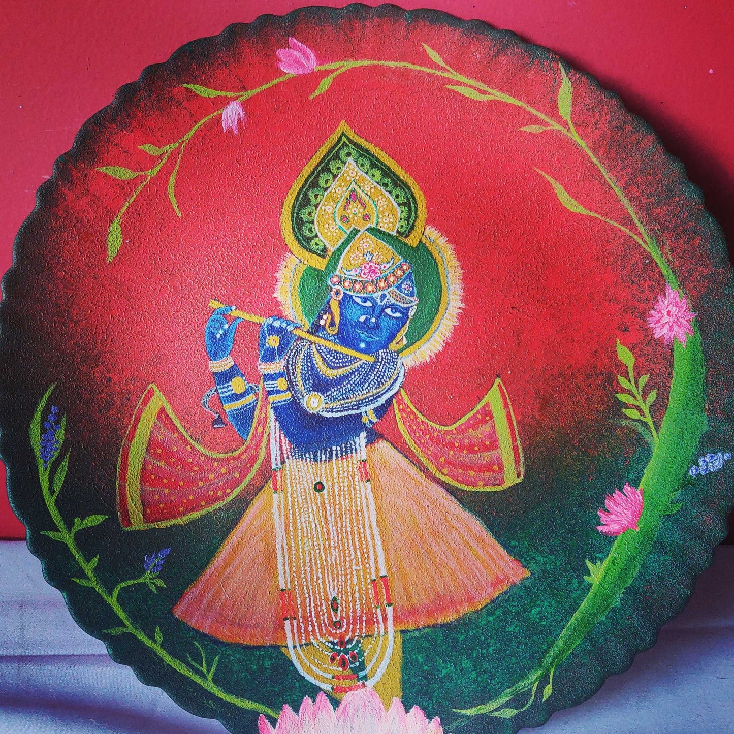 Melodies of Devotion: Pichwai Plate Sold🔴
