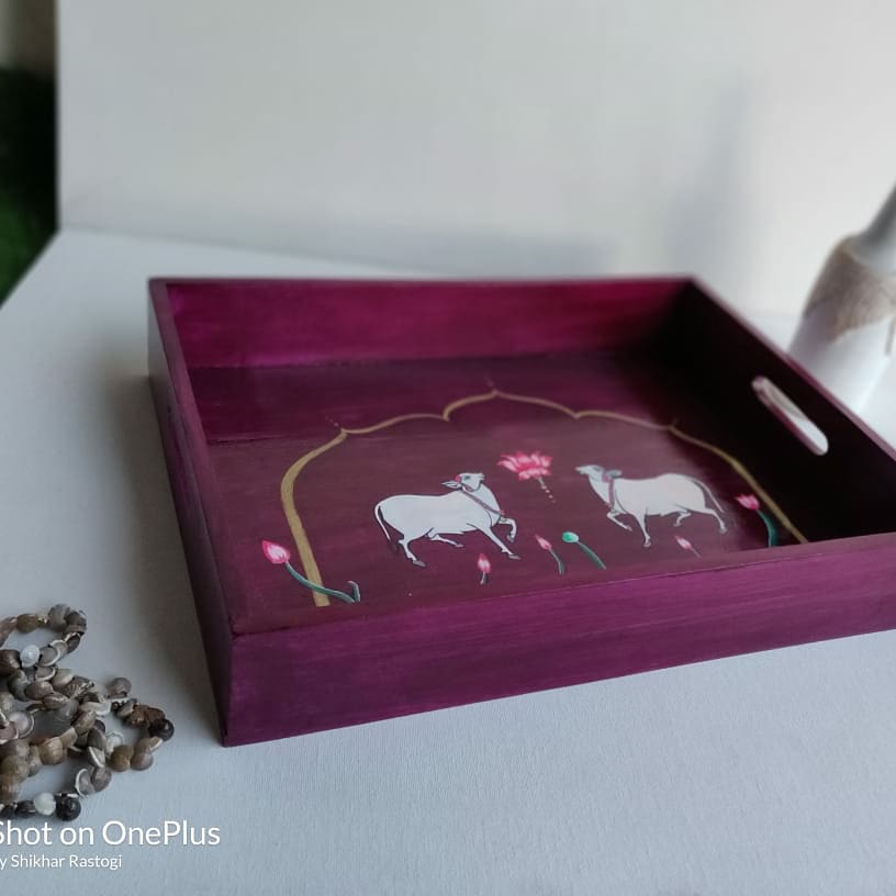 Pichwai Wood Tray Sold🔴