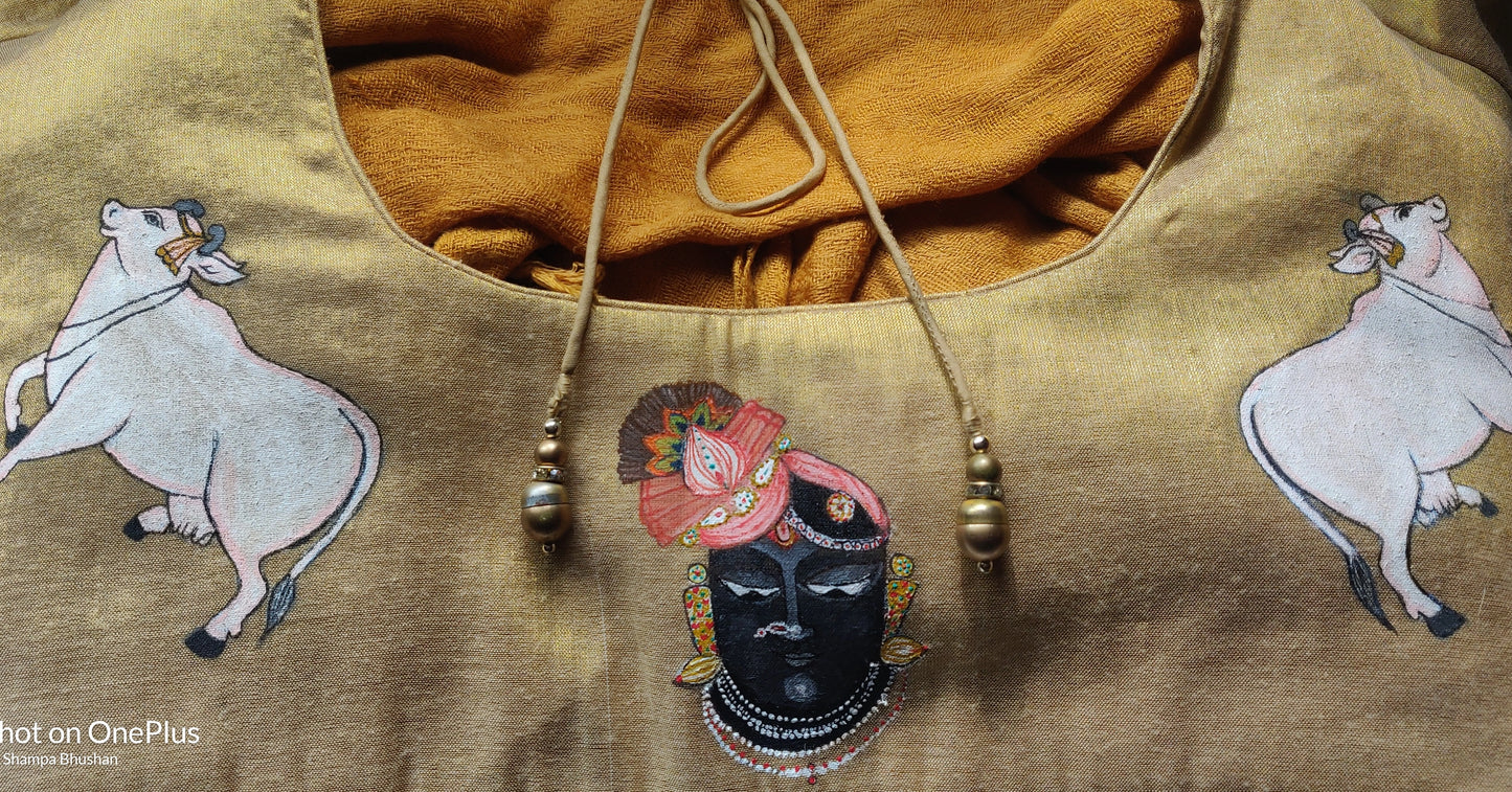 Hand-Painted Pichwai Stole and Saree Blouse -SOLD🔴
