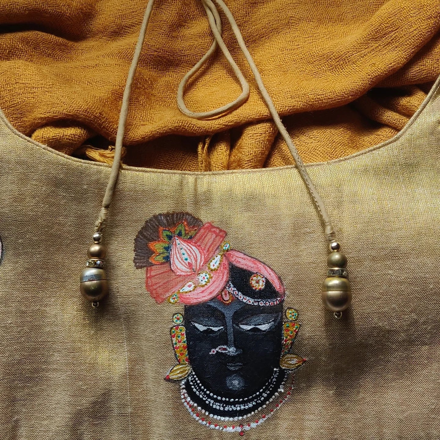Hand-Painted Pichwai Stole and Saree Blouse -SOLD🔴
