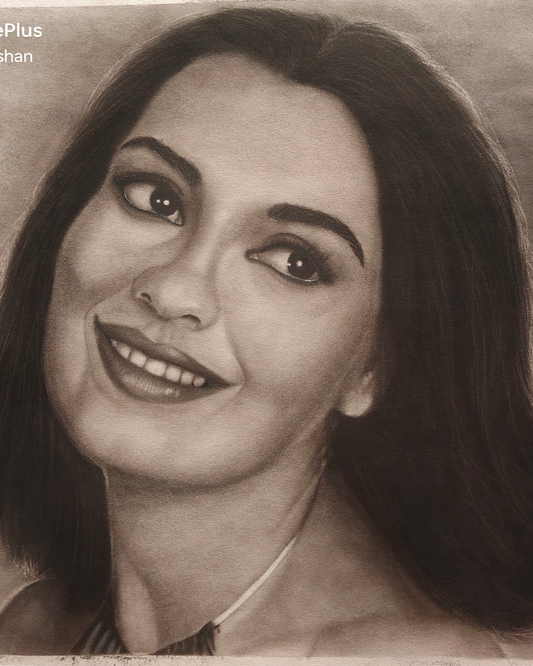 Zeenat Amaan - Fan Art - Print of Original - Canvas Roll - 12x14 Inches