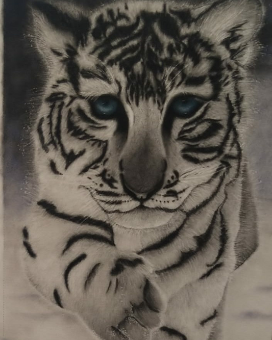 Snow Leopard : Print of original - Canvas Roll - 12x14 Inches