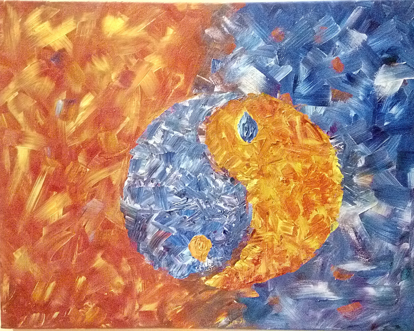 Dance of Opposites: Fire Ice Yin Yang Painting