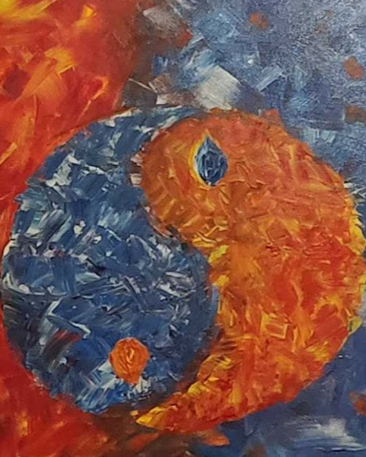 Dance of Opposites: Fire Ice Yin Yang Painting